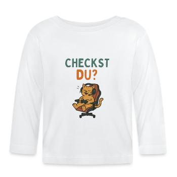 Gaming cat in executive chair vintage retro design - Organic Baby Long Sleeve T-Shirt - white - Front