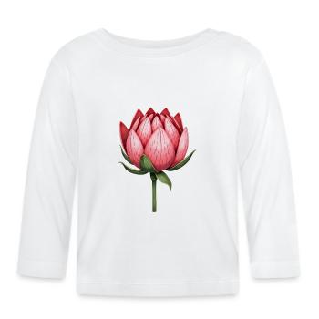 Zuckerbüsche Protea Blume - Baby Bio-Langarmshirt - Weiß - Vorne