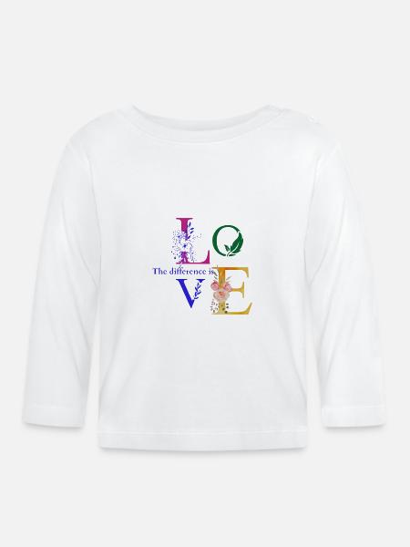 The difference is love - Baby Bio-Langarmshirt - Weiß