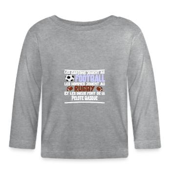 Les dieux Pelote basque cadeau - T-shirt manches longues bio Bébé - gris chiné - Devant