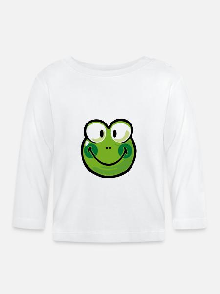 Smiley Frog - Baby Bio-Langarmshirt - Weiß