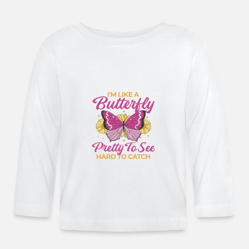 Ich bin wie ein Schmetterling Ich bin wie ein Schm - Baby Bio-Langarmshirt - Weiß