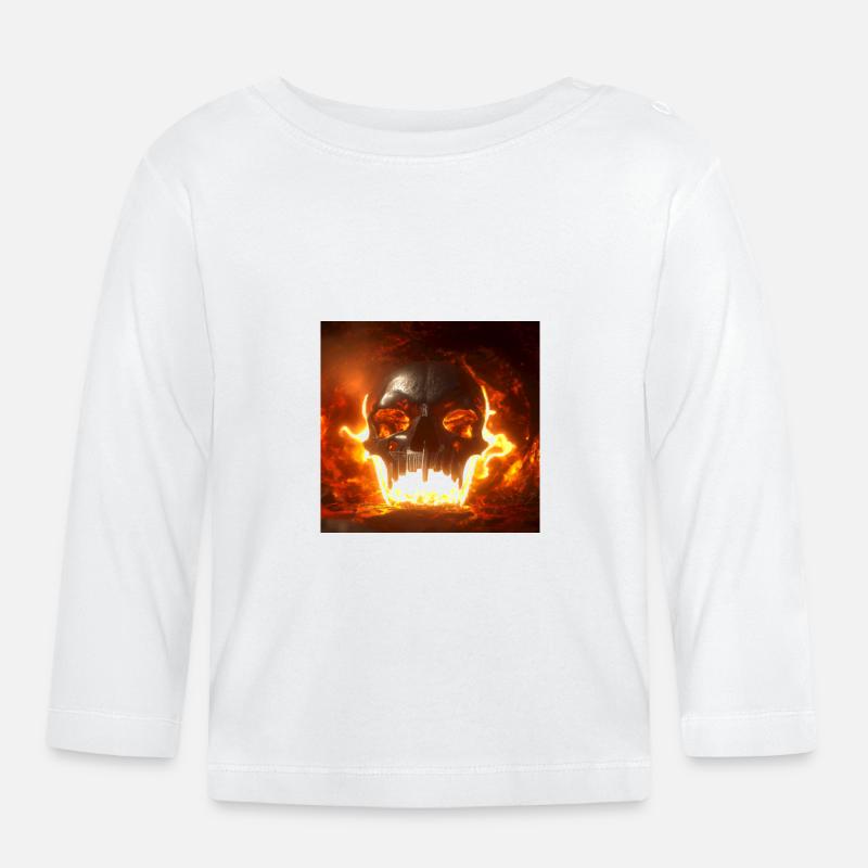 skull in hell in 3d render - Baby Bio-Langarmshirt - Weiß