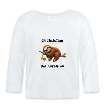 Offizielles Schlafshirt mit Faultier auf Ast - Baby Bio-Langarmshirt - Weiß - Vorne