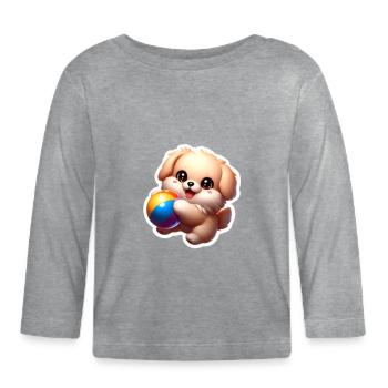 Puppy playing - Baby Bio-Langarmshirt - Grau meliert - Vorne