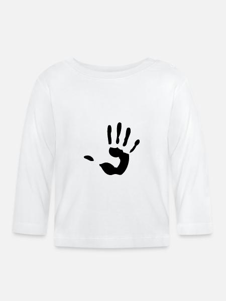 Hand Handfläche Handabdruck - Baby Bio-Langarmshirt - Weiß