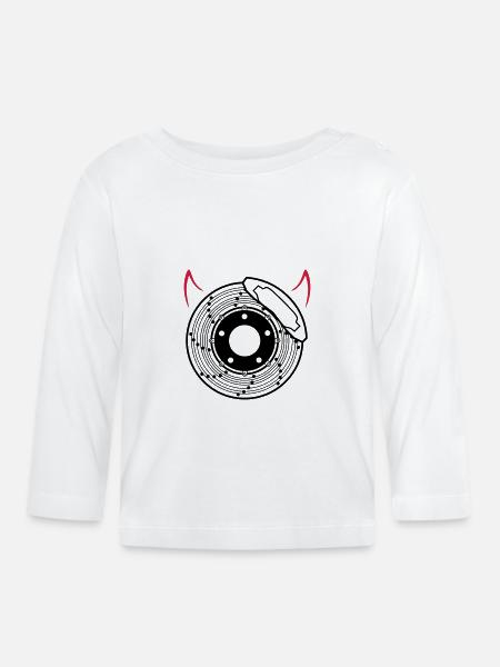 Bremsscheibe mit Hörner 2farbig - Baby Bio-Langarmshirt - Weiß