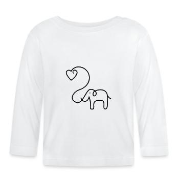 ELEPHANT with heart - Organic Baby Long Sleeve T-Shirt - white - Front