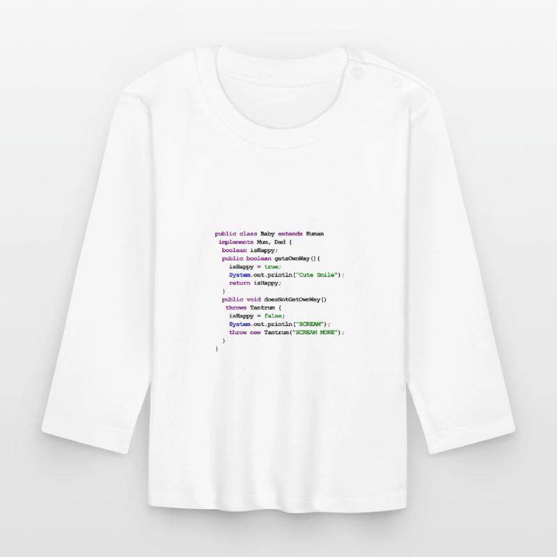 Java Code New Baby - Throws Tantrum Organic Baby Long Sleeve T-Shirt