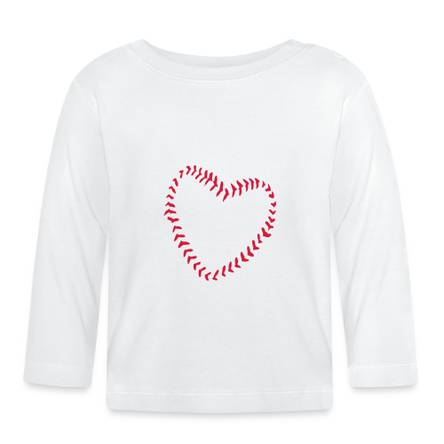 2581172 1029128891 Baseball hjertet af sømme - Langærmet babyshirt af  økologisk bomuld