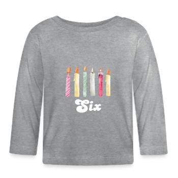 6th Anniversary Candle - Organic Baby Long Sleeve T-Shirt - heather grey - Front