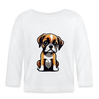 Cute cute boxer dog - Organic Baby Long Sleeve T-Shirt - white - Front