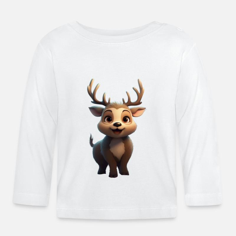Dicker Hirsch - Baby Bio-Langarmshirt - Weiß