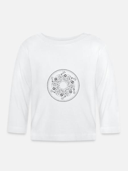 Mandala Drehscheibe 1210 - Baby Bio-Langarmshirt - Weiß