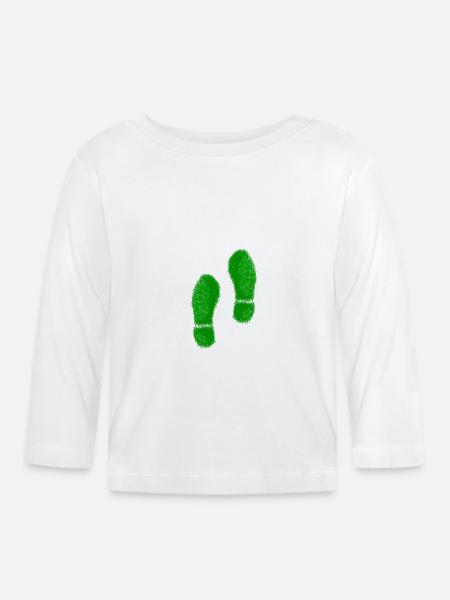 Green Grass Steps - Baby Bio-Langarmshirt - Weiß