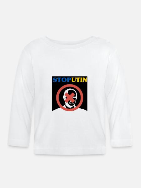 Stoppen Sie Putin - Baby Bio-Langarmshirt - Weiß