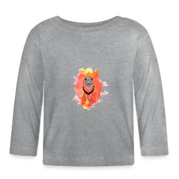 Lion - T-shirt manches longues bio Bébé - gris chiné - Devant