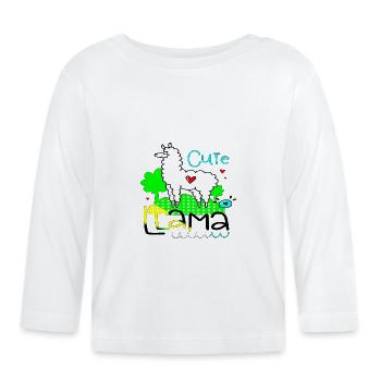 süße Lama positive Gedanken glücklich - Baby Bio-Langarmshirt - Weiß - Vorne