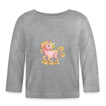 Douce licorne - T-shirt manches longues bio Bébé - gris chiné - Devant