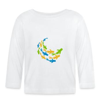 Bunter Schwarm Koi Fische - Baby Bio-Langarmshirt - Weiß - Vorne