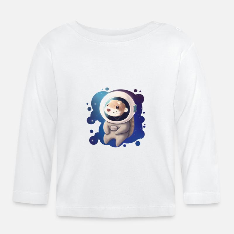 Loutre de l’espace mignonne - T-shirt manches longues bio Bébé - blanc