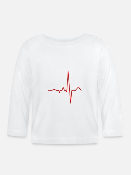 Herzschlag - Baby Bio-Langarmshirt - Weiß