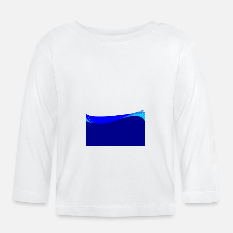 Dunkelblauer Wellenhintergrund - Baby Bio-Langarmshirt - Weiß