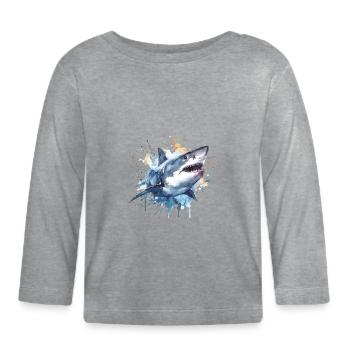Great White Shark 1 - Organic Baby Long Sleeve T-Shirt - heather grey - Front