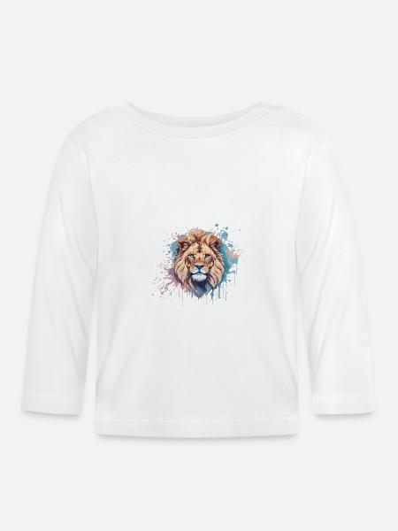 Bunter Löwe - Baby Bio-Langarmshirt - Weiß