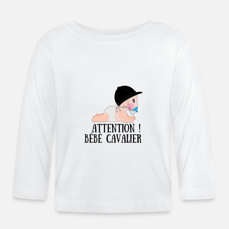 attention bébé cavalier - T-shirt manches longues bio Bébé - blanc