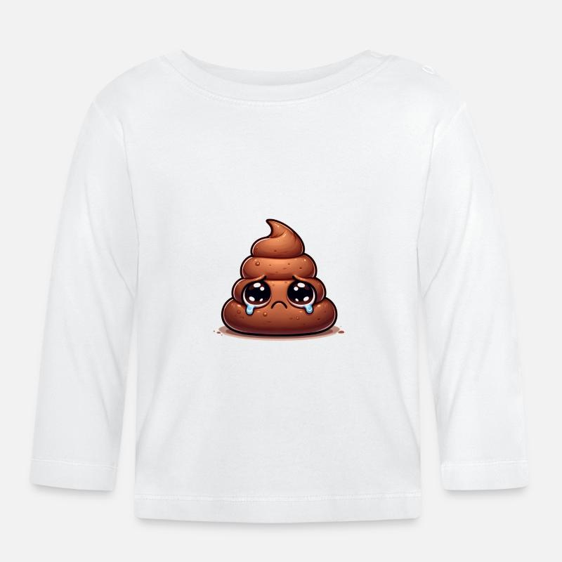 triste tas de caca - T-shirt manches longues bio Bébé - blanc