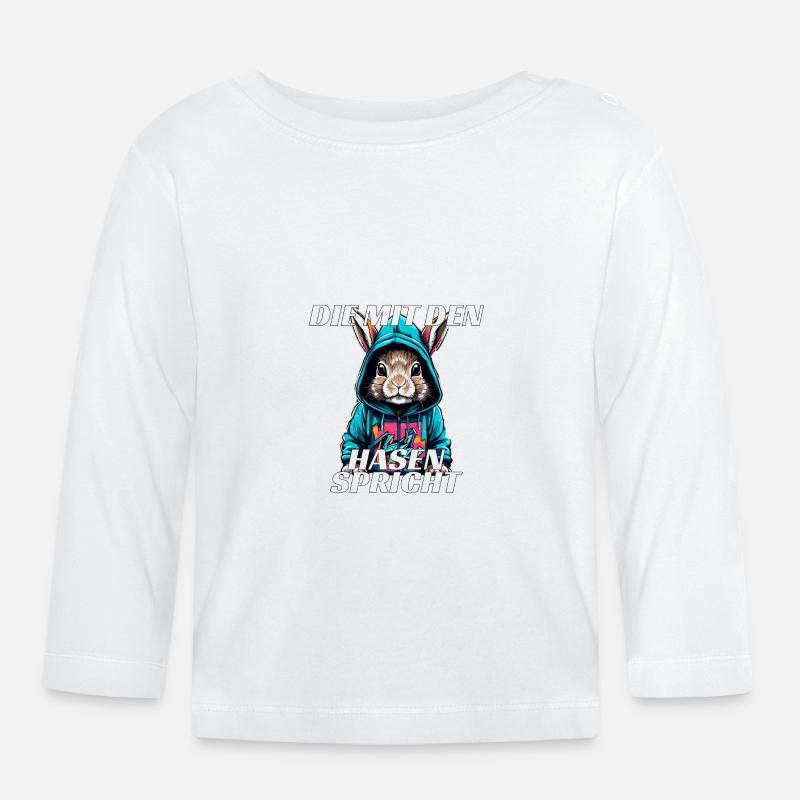 Die mit den Hasen spricht - Baby Bio-Langarmshirt - Weiß