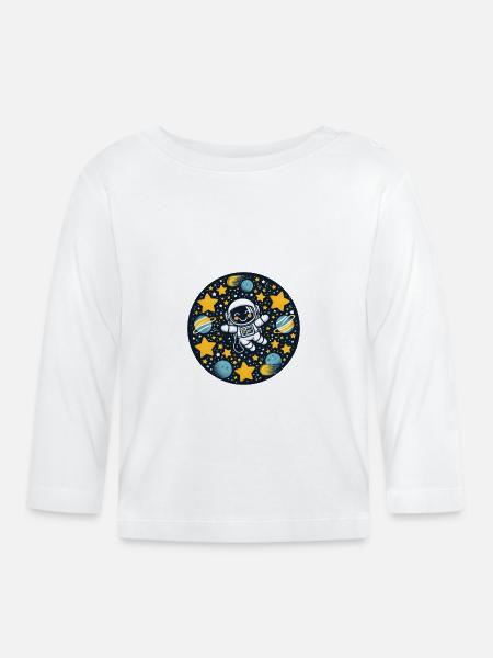 Astronaut kid in space - Baby Bio-Langarmshirt - Weiß