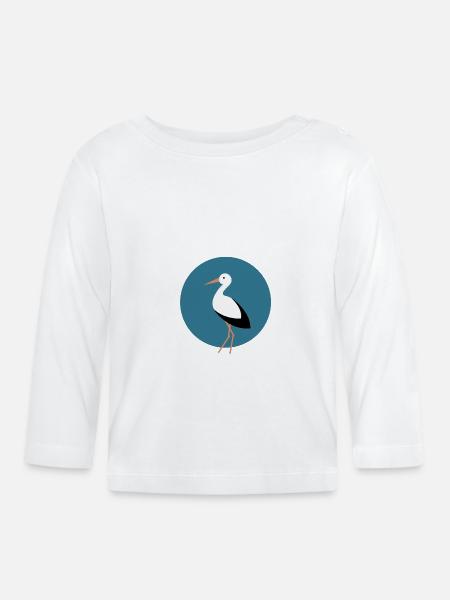 Storch blau - Baby Bio-Langarmshirt - Weiß