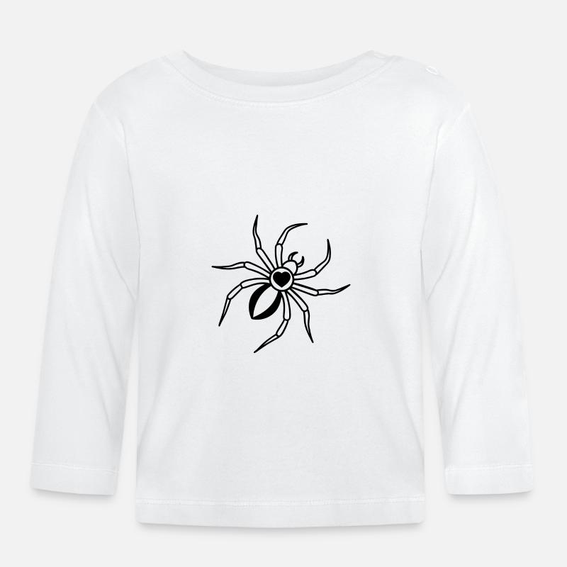Spinne mit herz - Baby Bio-Langarmshirt - Weiß