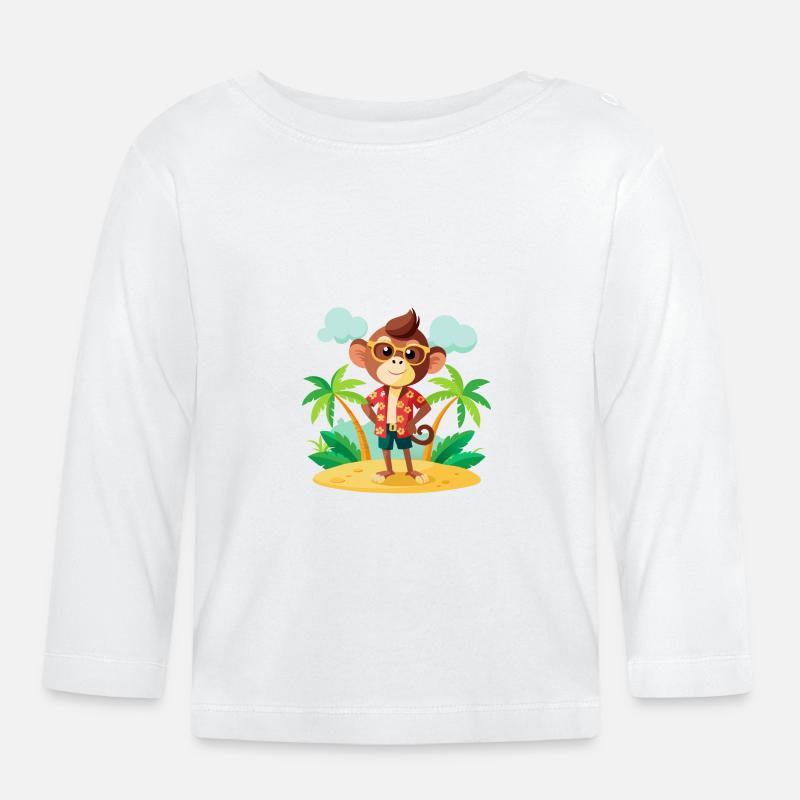 Jungle Junior: Verspieltes Affenabenteuer - Baby Bio-Langarmshirt - Weiß
