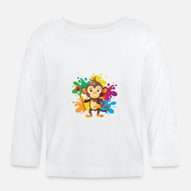 Jungle Junior: Verspieltes Affenabenteuer - Baby Bio-Langarmshirt - Weiß
