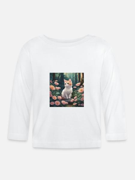 Cat - Baby Bio-Langarmshirt - Weiß