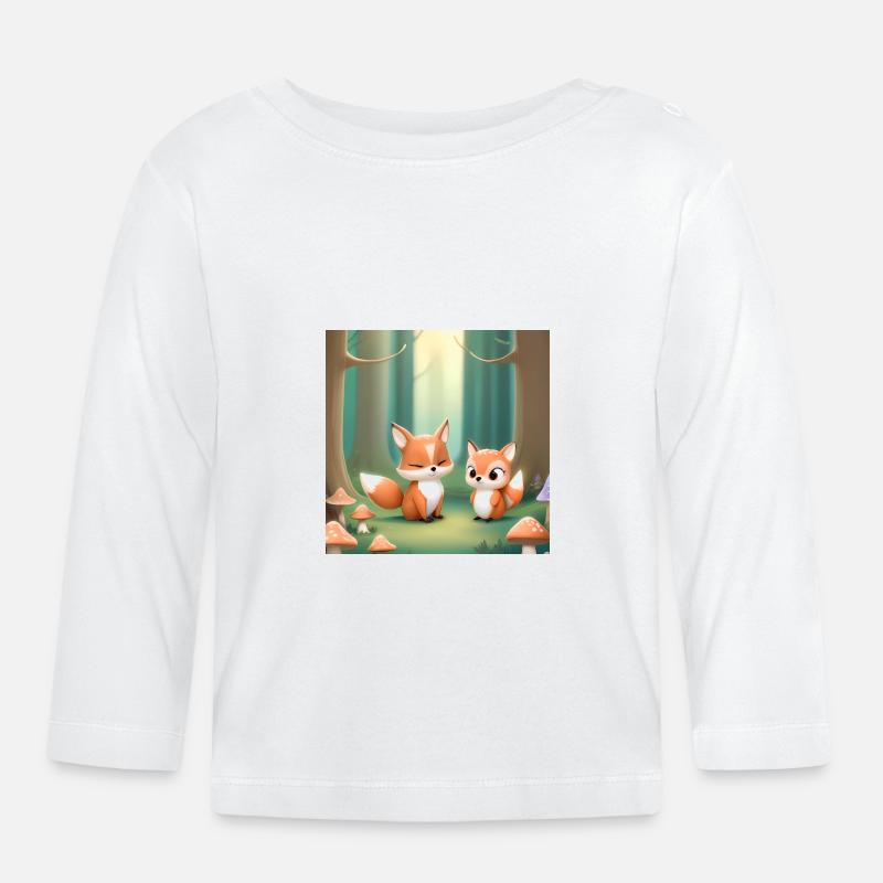 🌲 Traumhafte Waldfreunde 🦉🦊🦌 - Baby Bio-Langarmshirt - Weiß