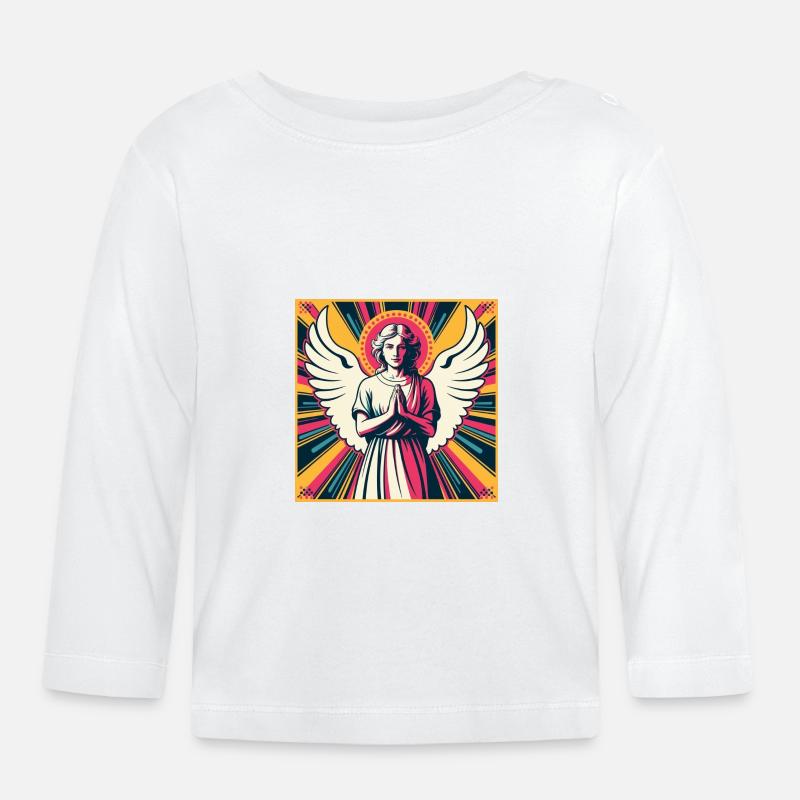 Schutzengel Pop-Art - Baby Bio-Langarmshirt - Weiß