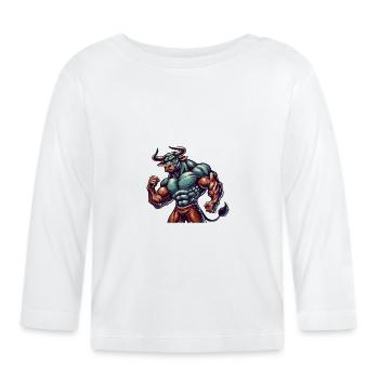 Stier Bodybuilder - Baby Bio-Langarmshirt - Weiß - Vorne