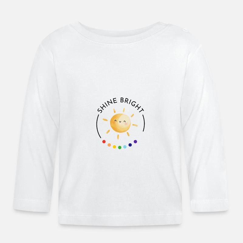 shine bright - Regenbogen und Sonne - Baby Bio-Langarmshirt - Weiß