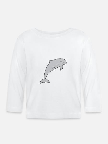 Dolphin - Baby Bio-Langarmshirt - Weiß