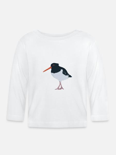 Austernfischer illustriert - Baby Bio-Langarmshirt - Weiß
