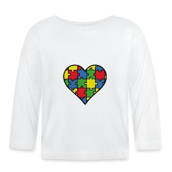 Sensibilisation à l’autisme - T-shirt manches longues bio Bébé - blanc - Devant