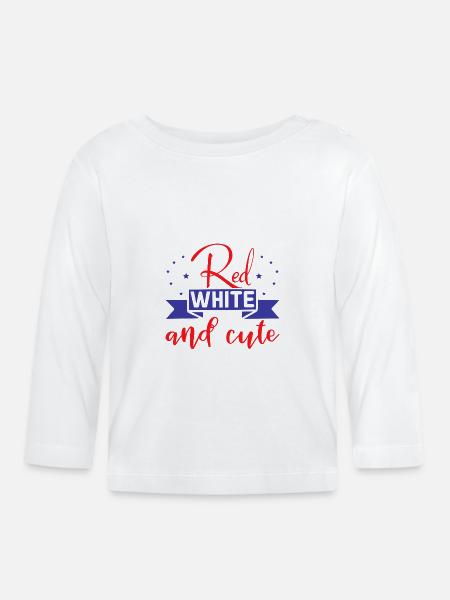 Rot Weiß und niedlich - Baby Bio-Langarmshirt - Weiß