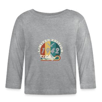 Jahrgang 1943 Retro - Bestseller - Baby Bio-Langarmshirt - Grau meliert - Vorne