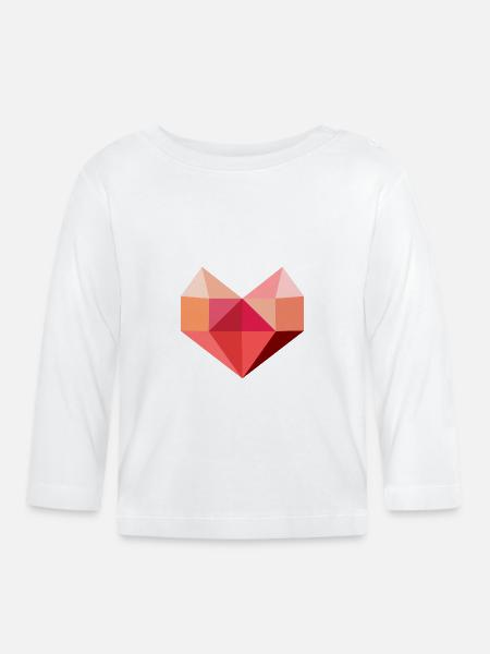 Herz rosa - Baby Bio-Langarmshirt - Weiß
