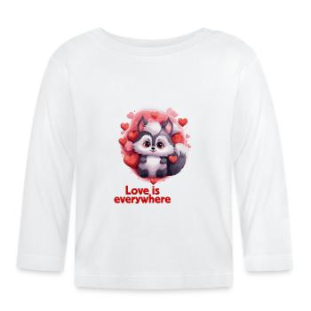 Süßes Valentinstag Design Tierchen - Baby Bio-Langarmshirt - Weiß - Vorne