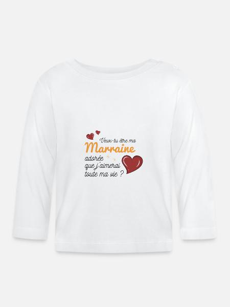 Demande Marraine Originale - T-shirt manches longues bio Bébé - blanc